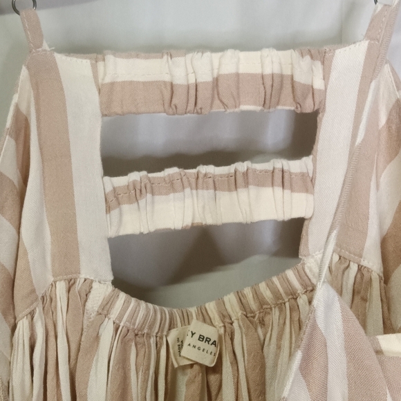 LUCKY Brand Striped Mini Prep Dress Tan White Adjustable Straps  Size S - Picture 7 of 14